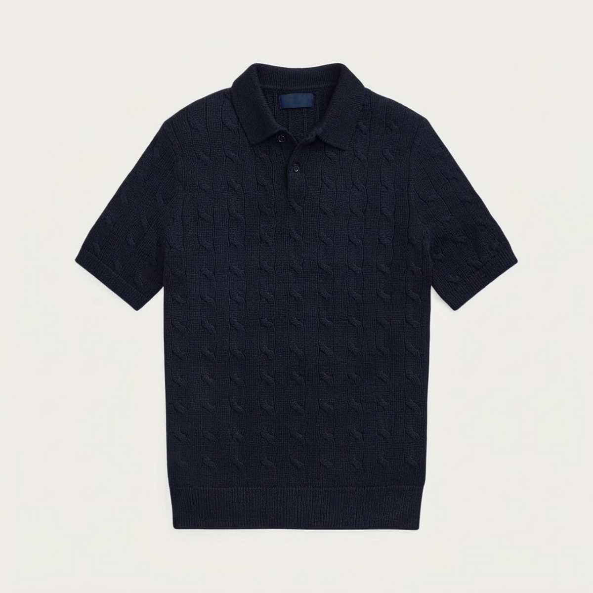 RL Cable-Knit Cotton Polo-Collar Sweater