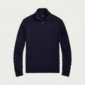 RL Chunky Cable-Knit Cotton Quarter-Zip Sweater