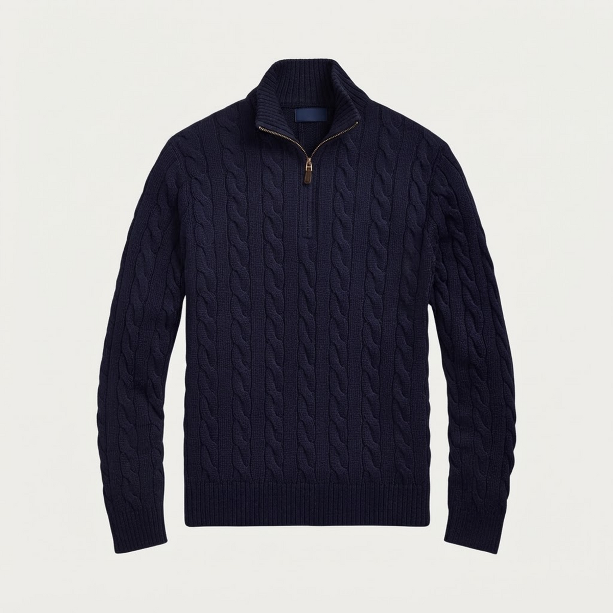 RL Chunky Cable-Knit Cotton Quarter-Zip Sweater